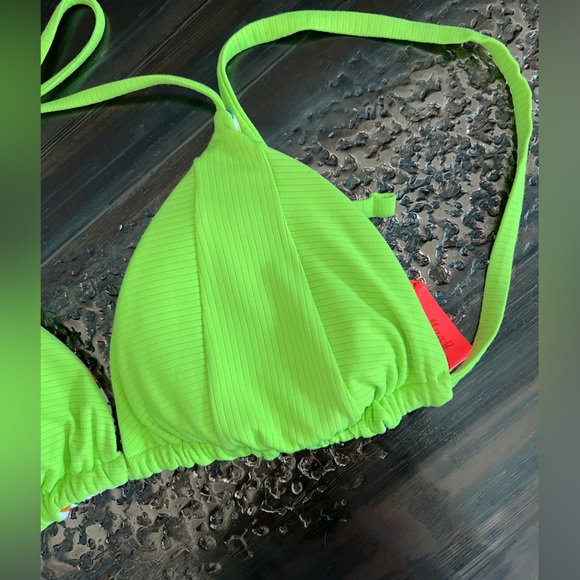 Maaji Limeade Green Edge Sliding Triangle Bikini Top size large NWT green blue - Picture 4 of 7